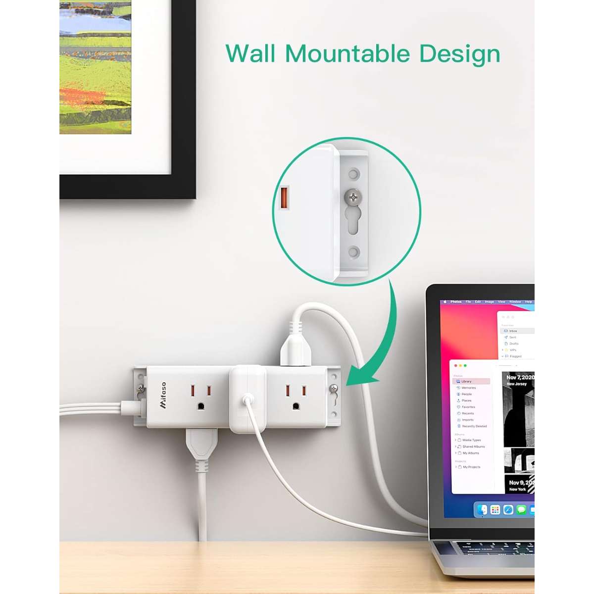 Surge Protector Power Strip - 9 wide pitch multi-outlets