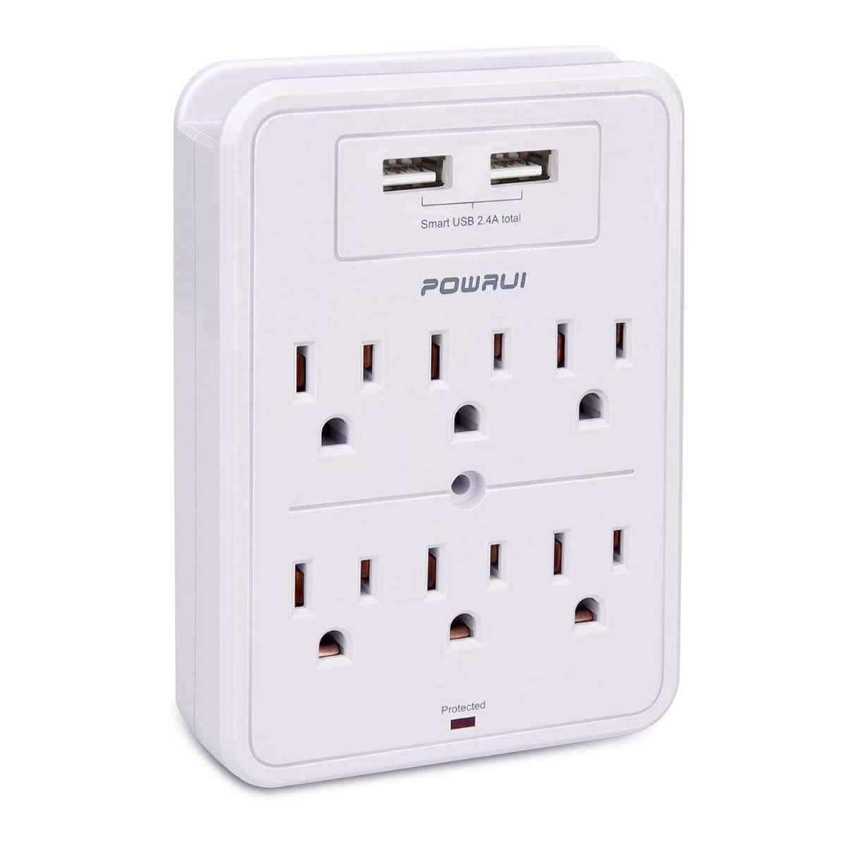 POWRUI Surge Protector, White, ETL Listed
