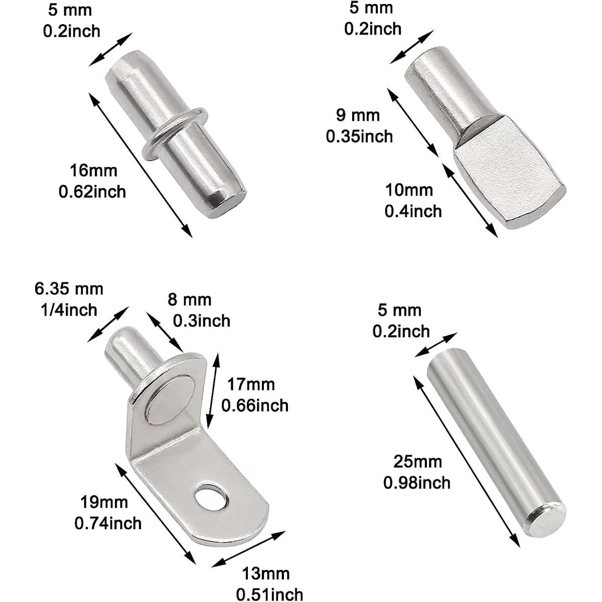 104Pcs Shelf Pin Kit (5mm&1/4 inch)
