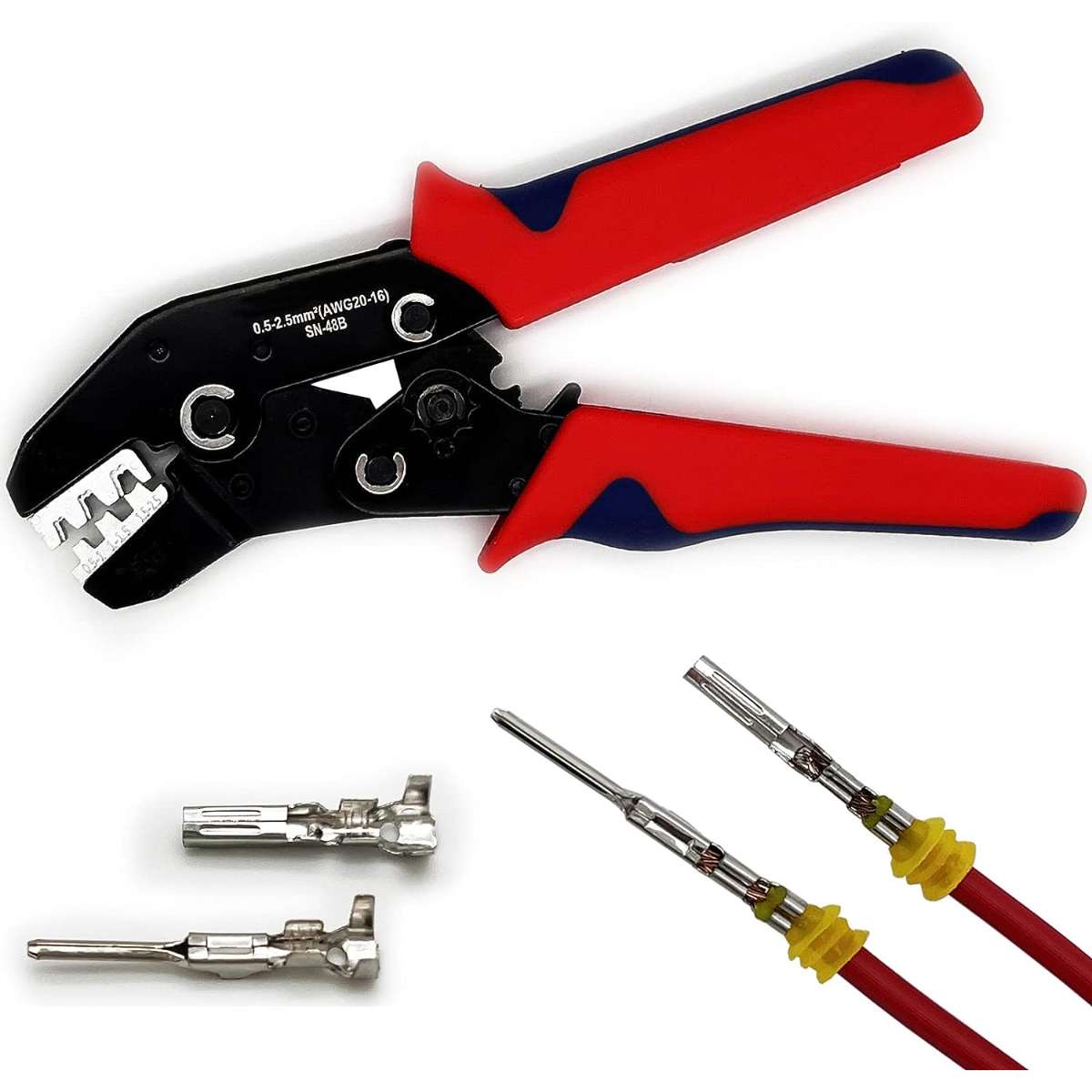 Crimping tool with ratchet for 20-14 AWG crimping pliers
