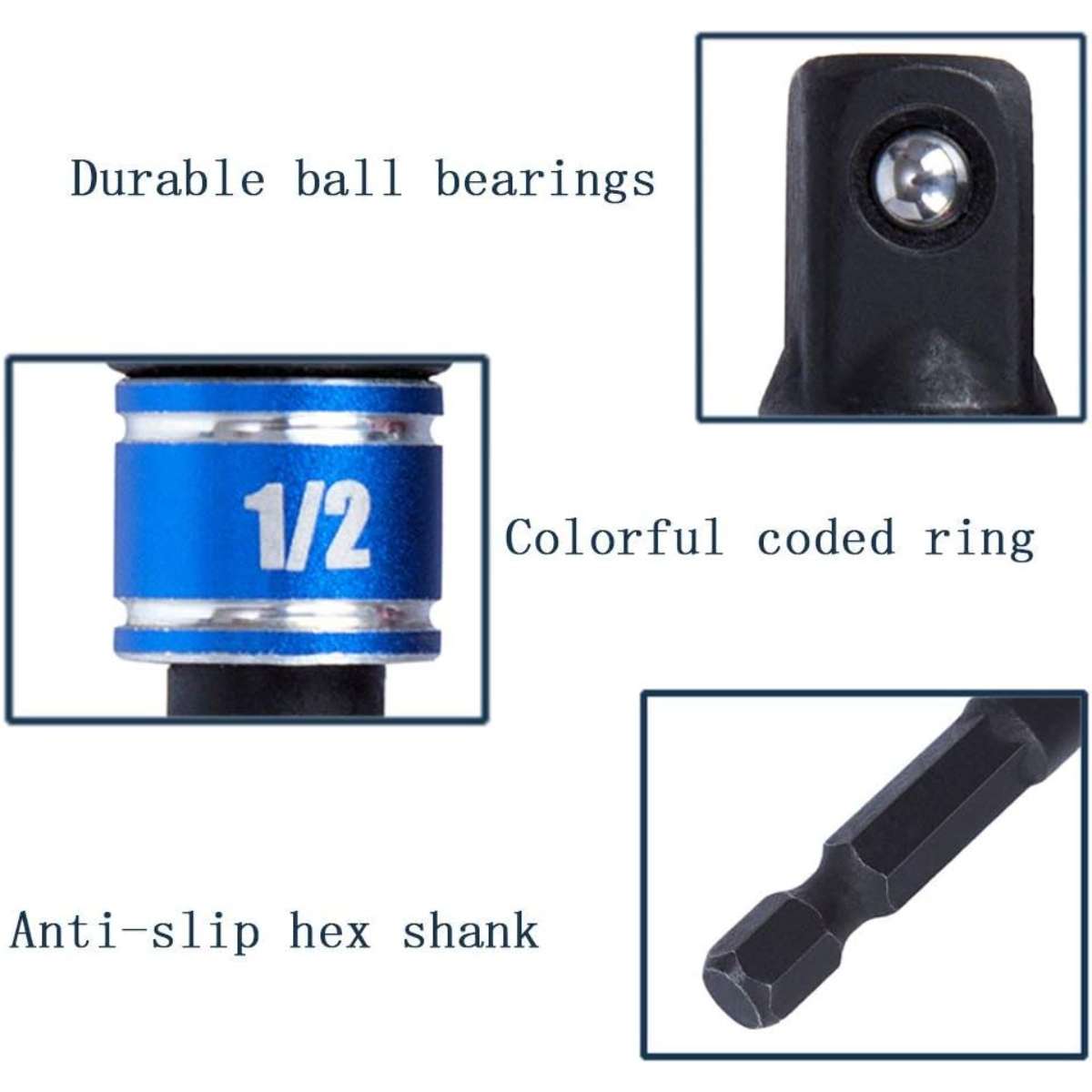 Impact-grade electric hand tool drive socket adapter expansion kit