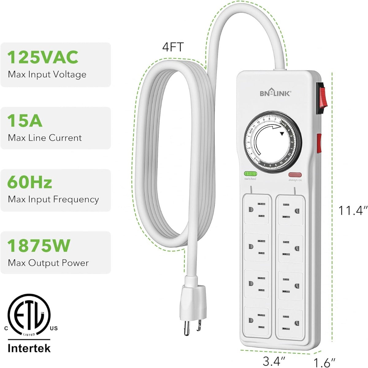 BN-LINK socket surge protector with mechanical timer