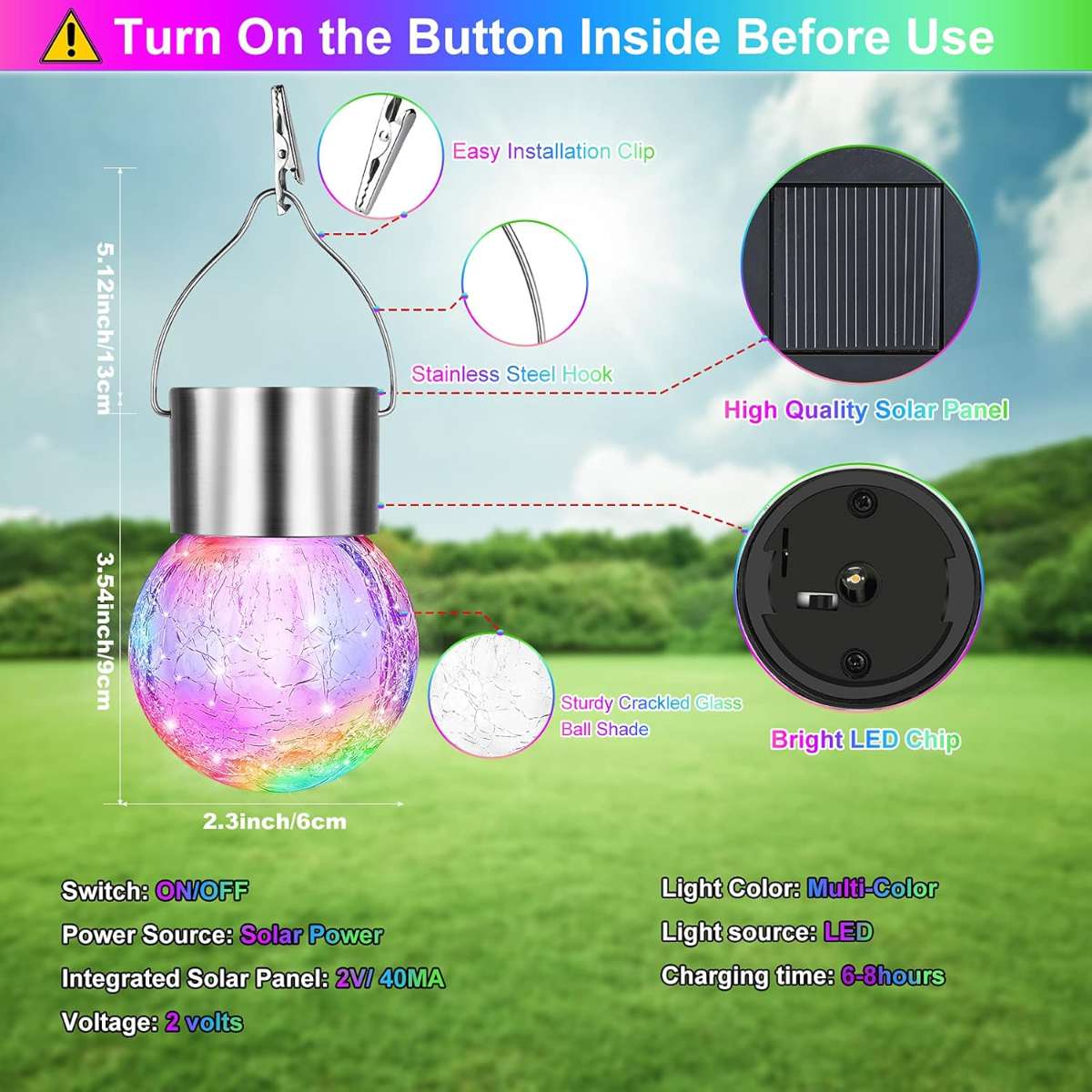 12 pieces of outdoor hanging solar lights multi-color