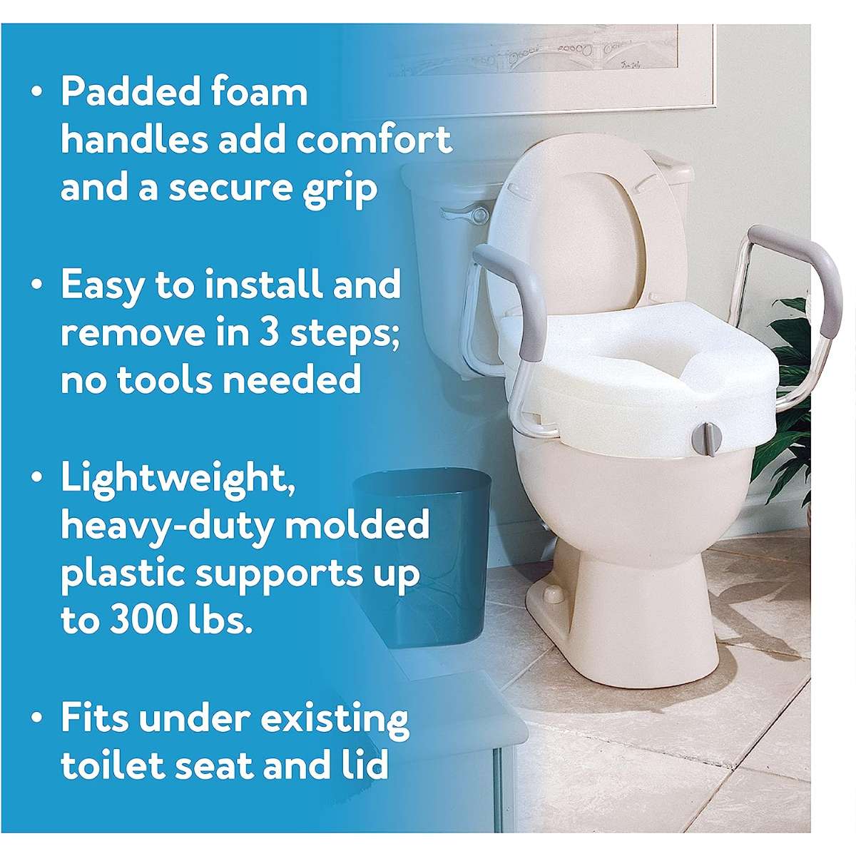 Carex EZ Raised toilet seat with lock handle