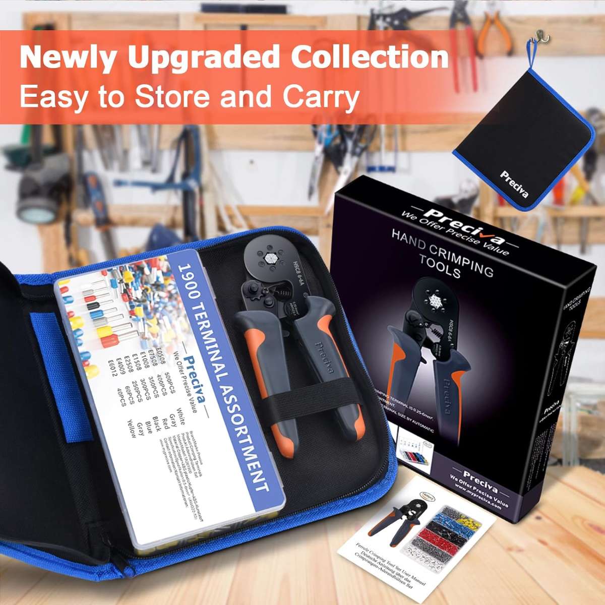 Ferrule crimp tool kit with 1900PCS wire connector