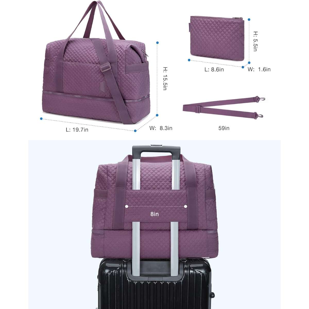 BAGSMART LARGE GYM BAG WITH YOGA MAT BUCKLE