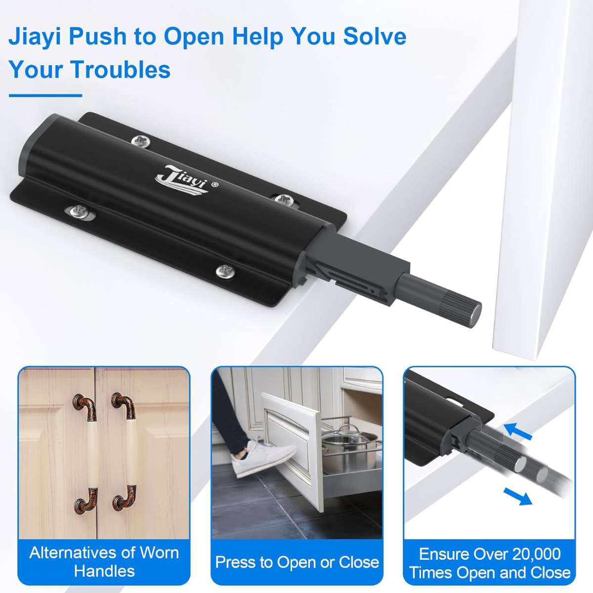 Cabinet Door Magnetic Push Lock Jiayi 4 Pack Push Door Latch Black
