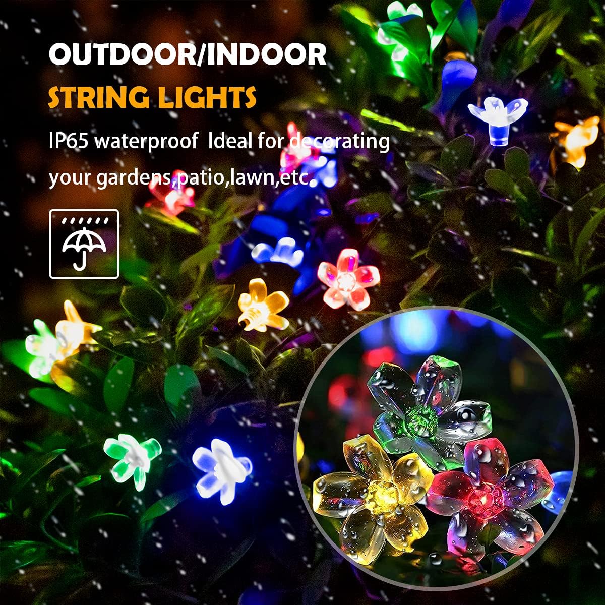 Solar String Lights Outdoor Waterproof 50 LED (Multicolor)