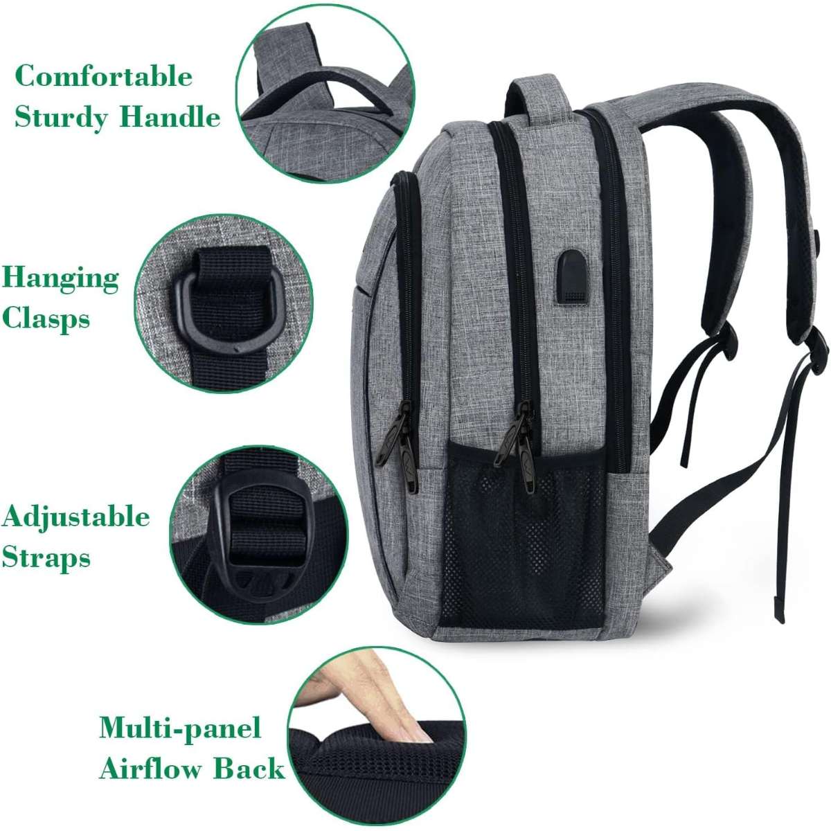MATEIN TRAVEL LAPTOP BACKPACK, GREY