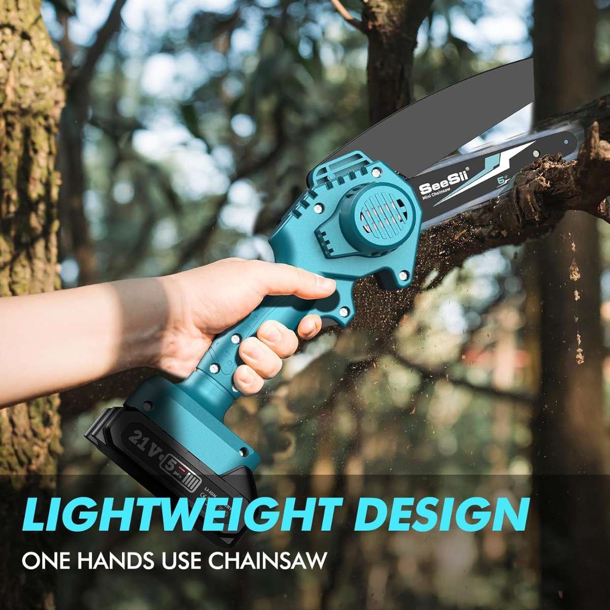 Seesii Mini Chainsaw, 6 Inch Mini Chainsaw Cordless