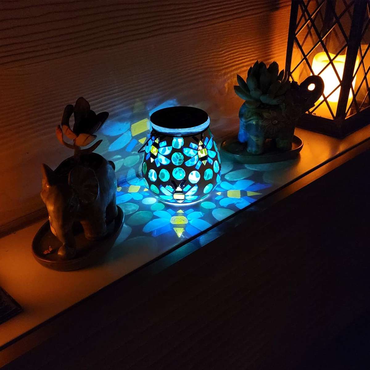 Afirst Mosaic Outdoor Lantern - Glass Solar Chandelier