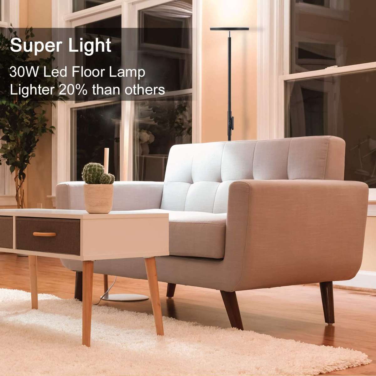 JOOFO Floor Lamp, 30W/2400LM (Black)