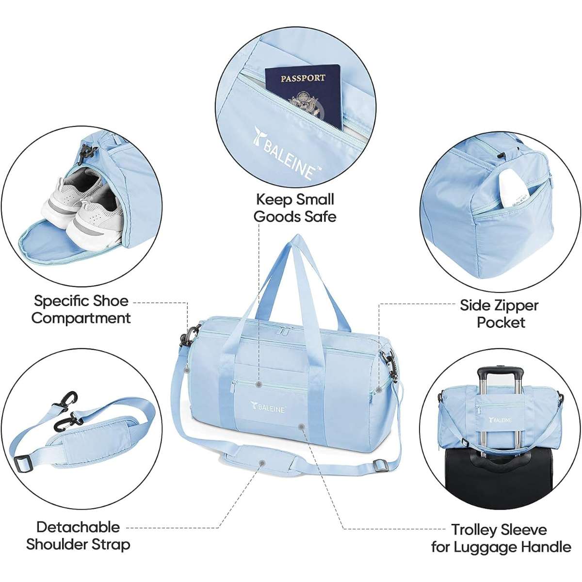 Barlen Women's & Men's Gym Duffle Bags (Azure)