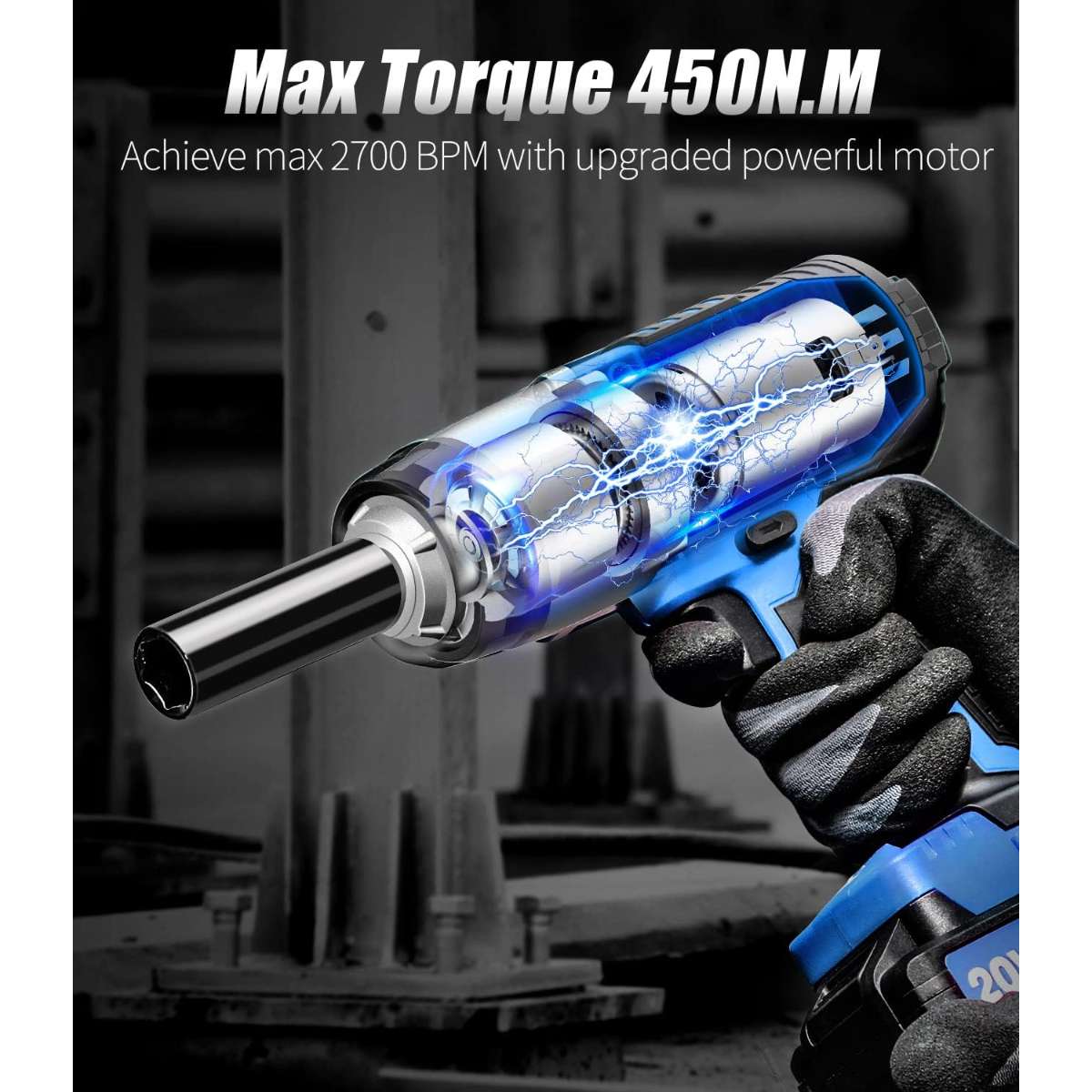 AVID POWER Rechargeable Impact Wrench, 1/2 Impact Gun