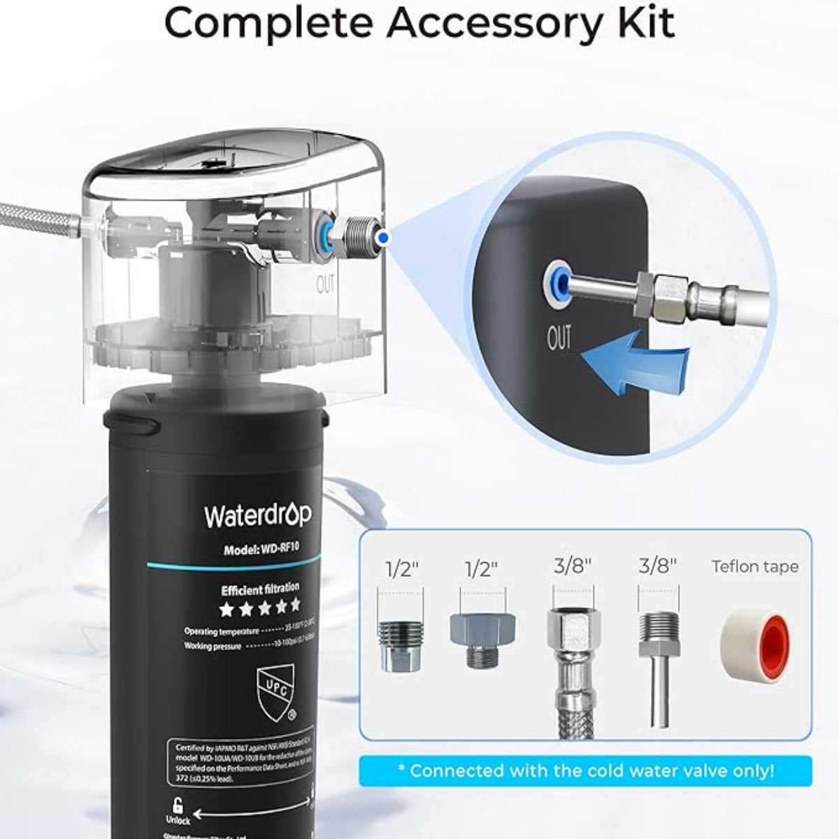 The water drip filter under the sink is connected to your own faucet hose
