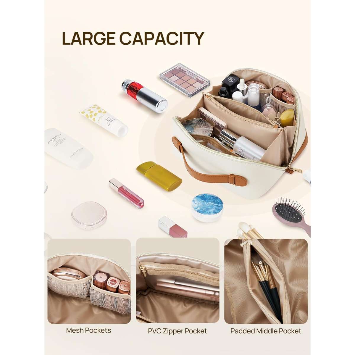 Telena Cosmetic Bag Large Capacity Travel Cosmetic Bag Portable