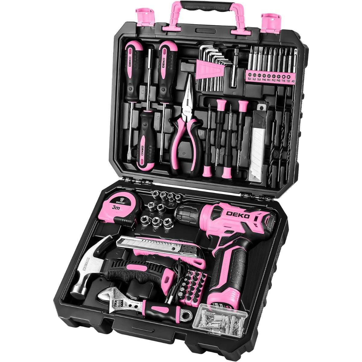 DEKOPRO Drill Bit Set: Women's Hand Tool Set 126 Pieces