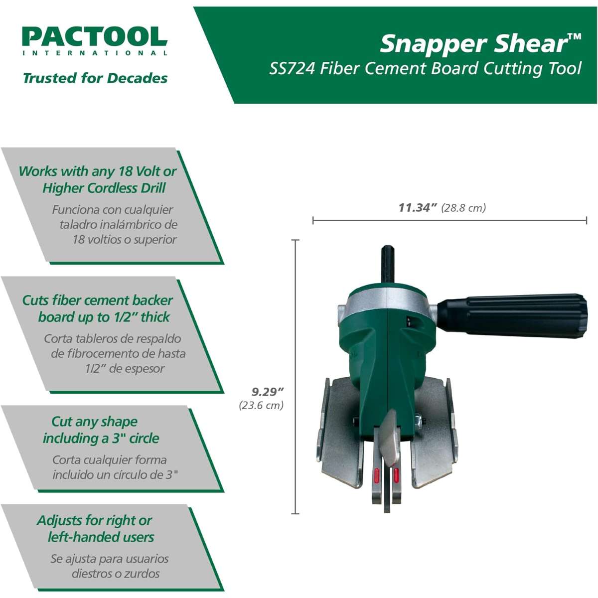 PacTool SS724 Snapper Shear Pro - Fibre cement board cutting tool