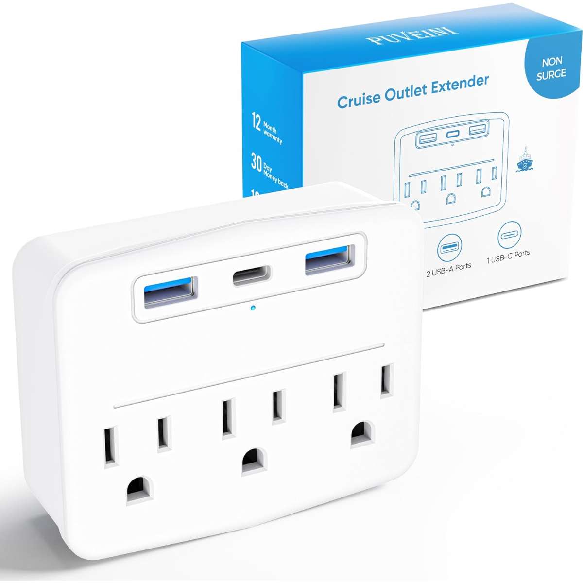 Cruise power strip foldable plug non-surge protector