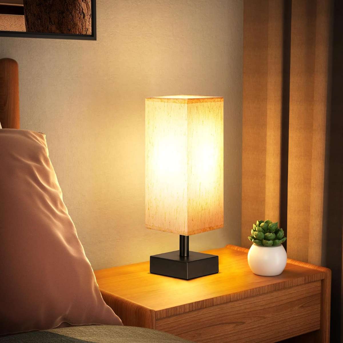 Small table lamp in the bedroom - bedside table bedside lamp
