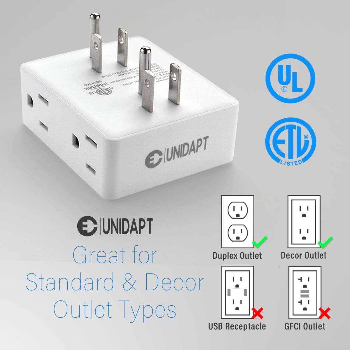 3-socket USB wall multi-plug socket splitter with 3-way splitter