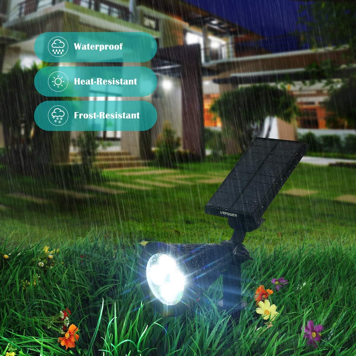 URPOWER Outdoor Solar Lights, Adjustable Solar Spotlights Outdoor (2pcs)