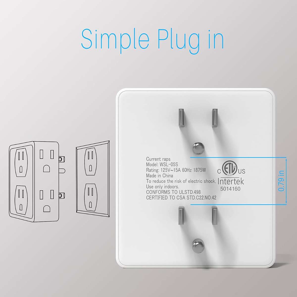 3-socket USB wall multi-plug socket splitter with 3-way splitter