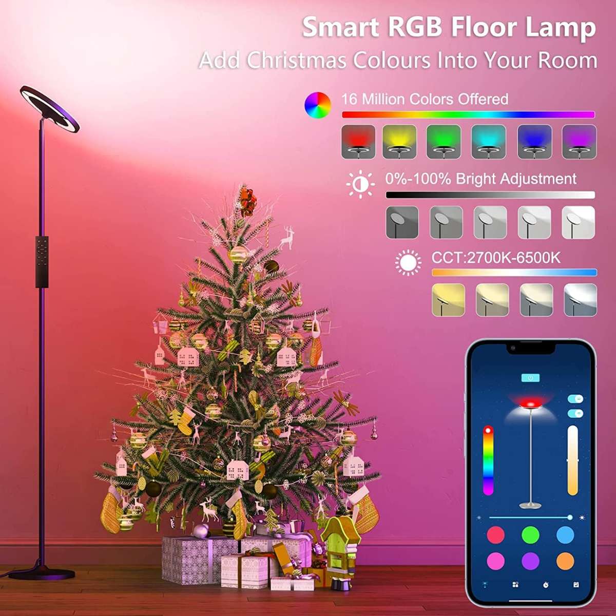 Keepsmile Dual Side Lighting LED Floor Light with Remote Smart App