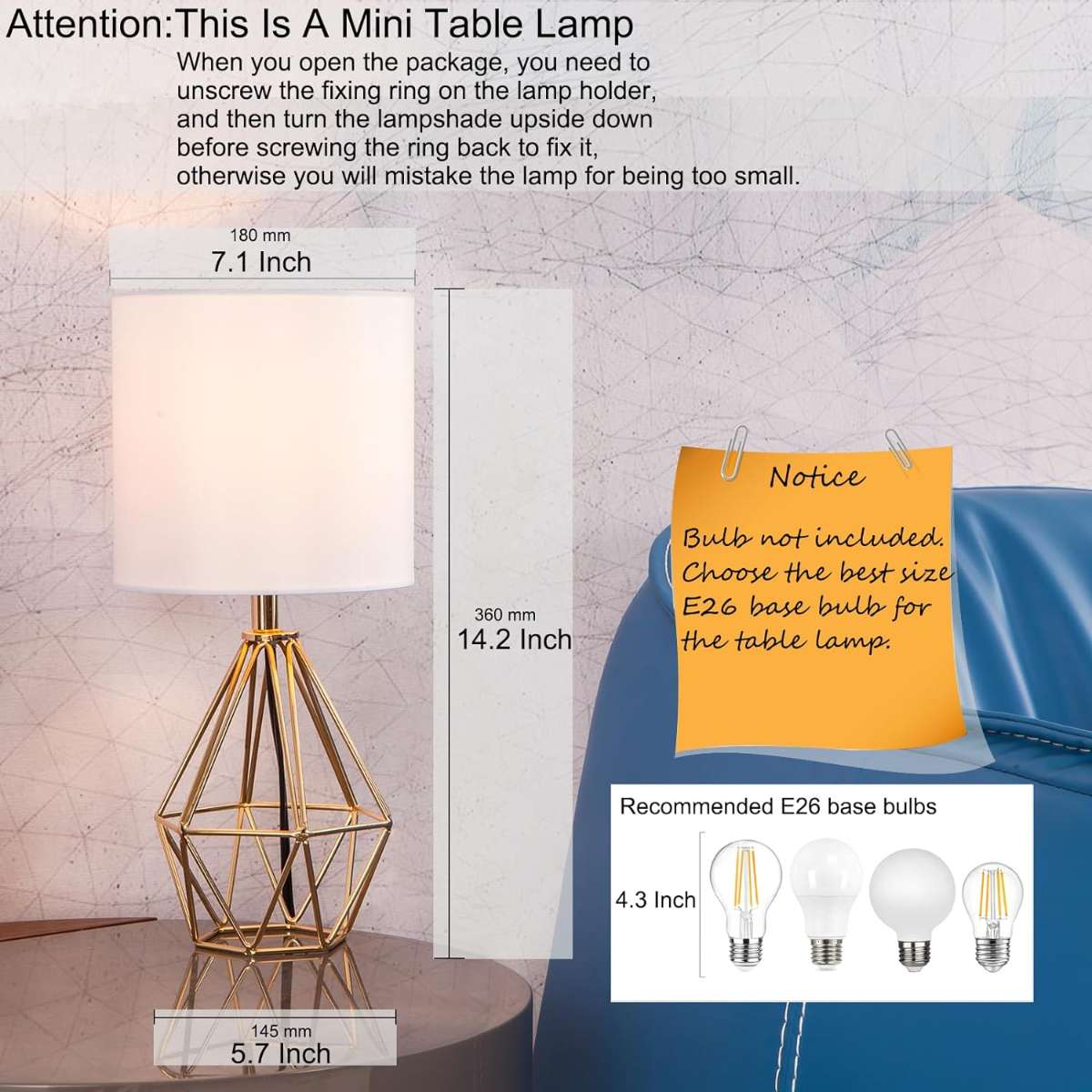 3-way dimmable touch console light, warm white living room color
