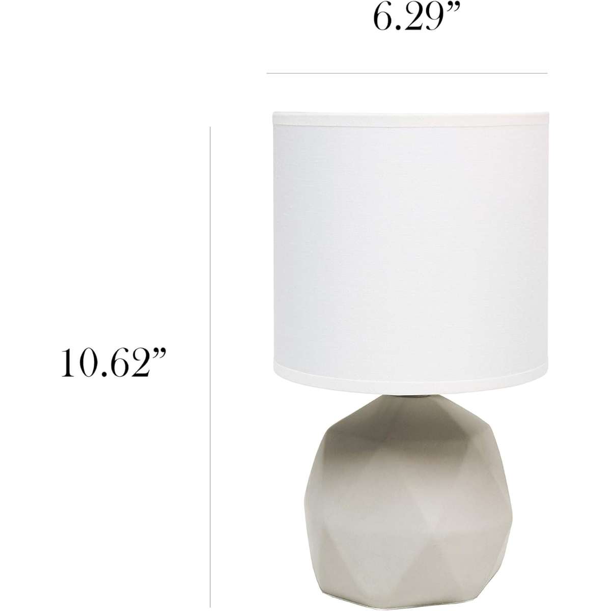 Simple Designs LT2060-WHT Geometric Concrete Table Lamp, White