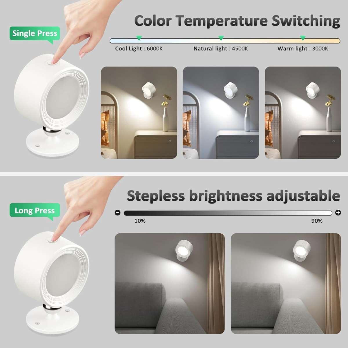 LED wall light 2 pieces with remote control wall mounted light