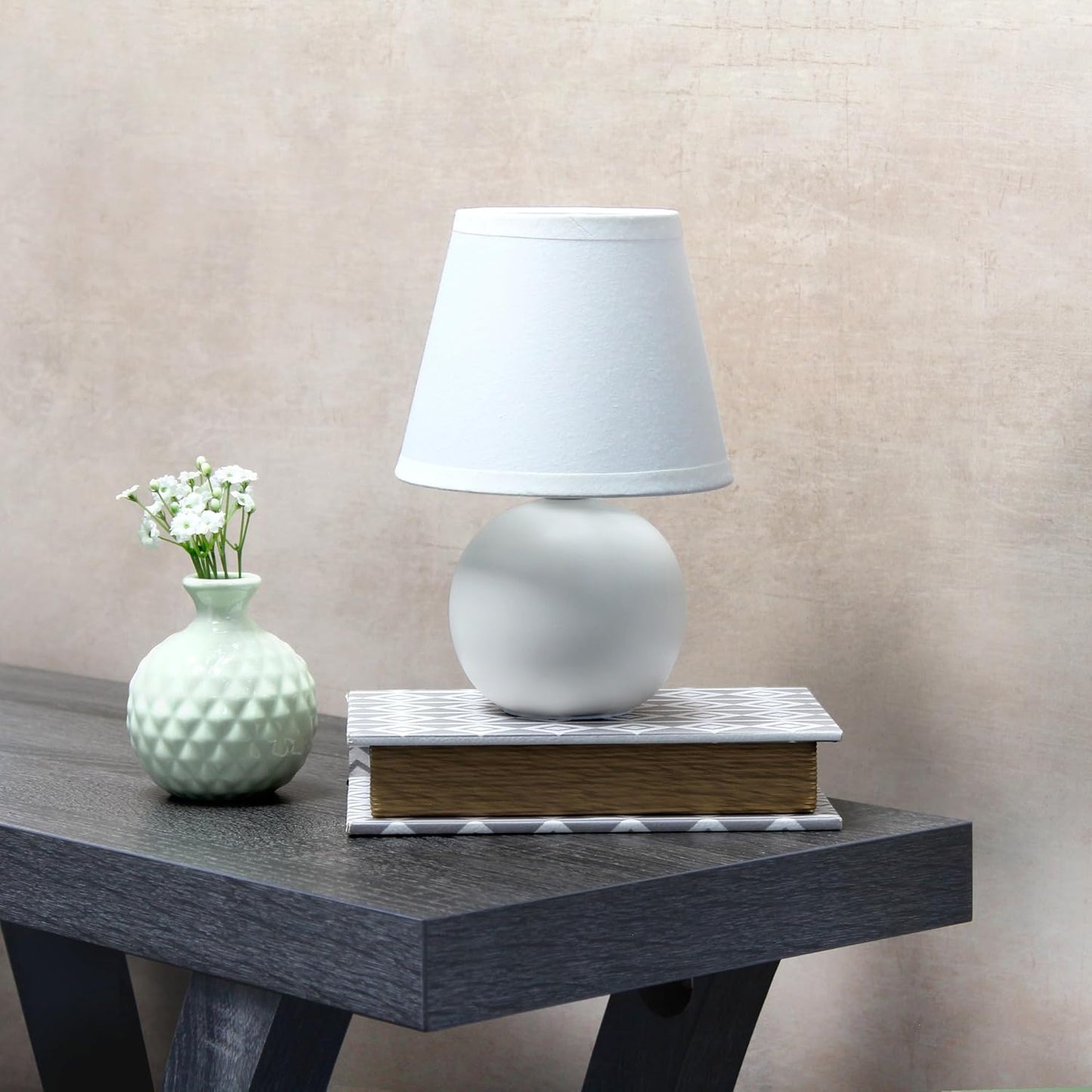 Simple Designs LT2008-OFF Spherical Table Lamp, Off-White