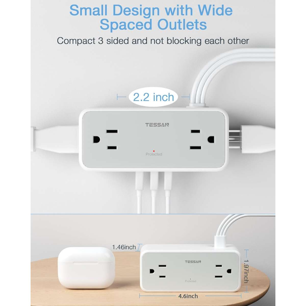Slim 5-foot flat extension cord