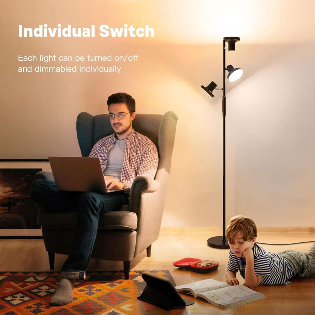 36W LED Tree Floor Light with Remote Control and Touch Control