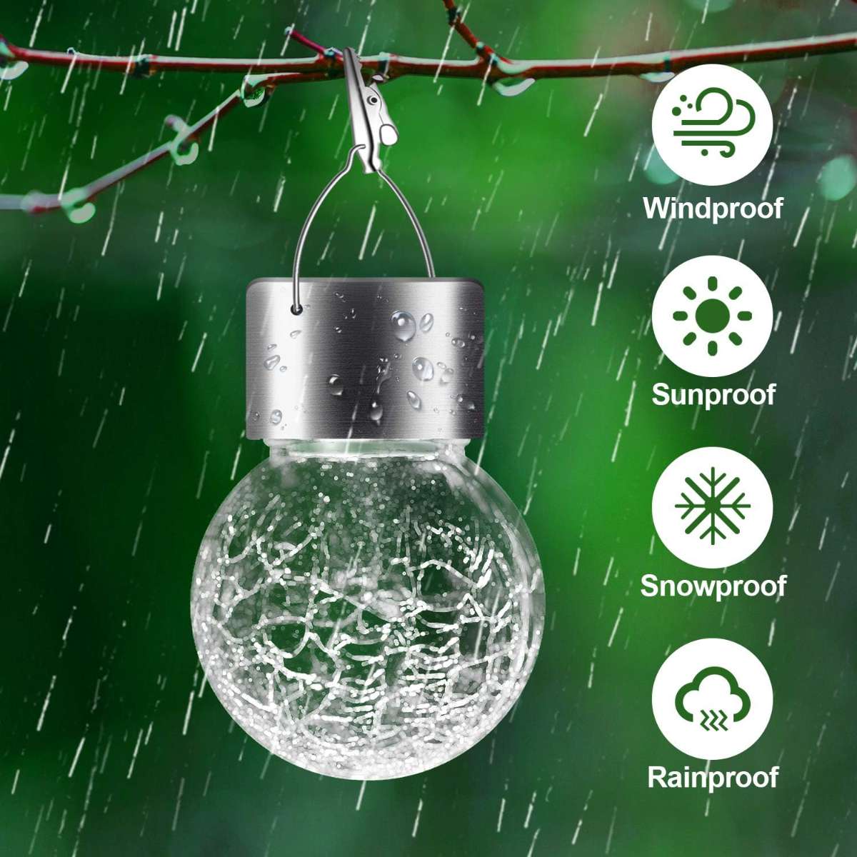 PARTPHONER 12 Pack Hanging Solar Light Outdoor, (Cool White)