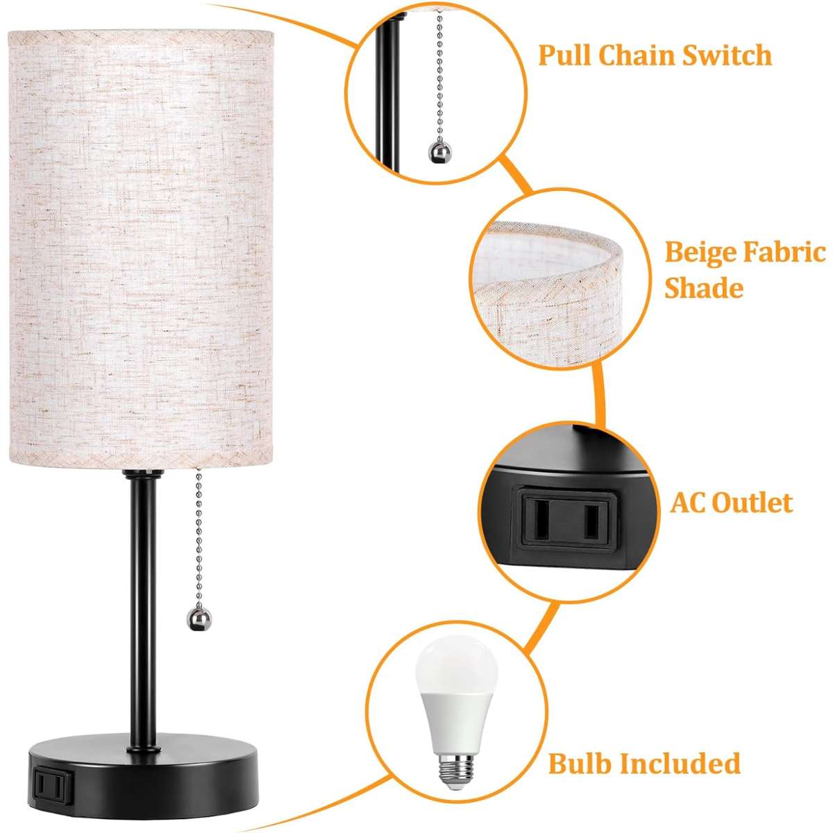 Bedroom Dott Arts table lamp, 3-color bedside lamp with zipper