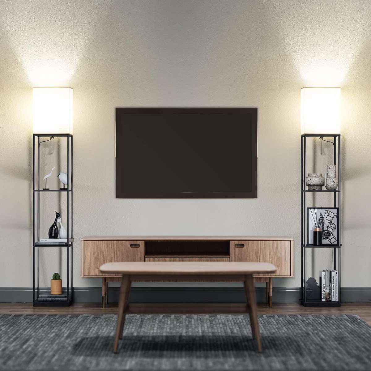 SUNMORY Floor Light with Shelf (Black)