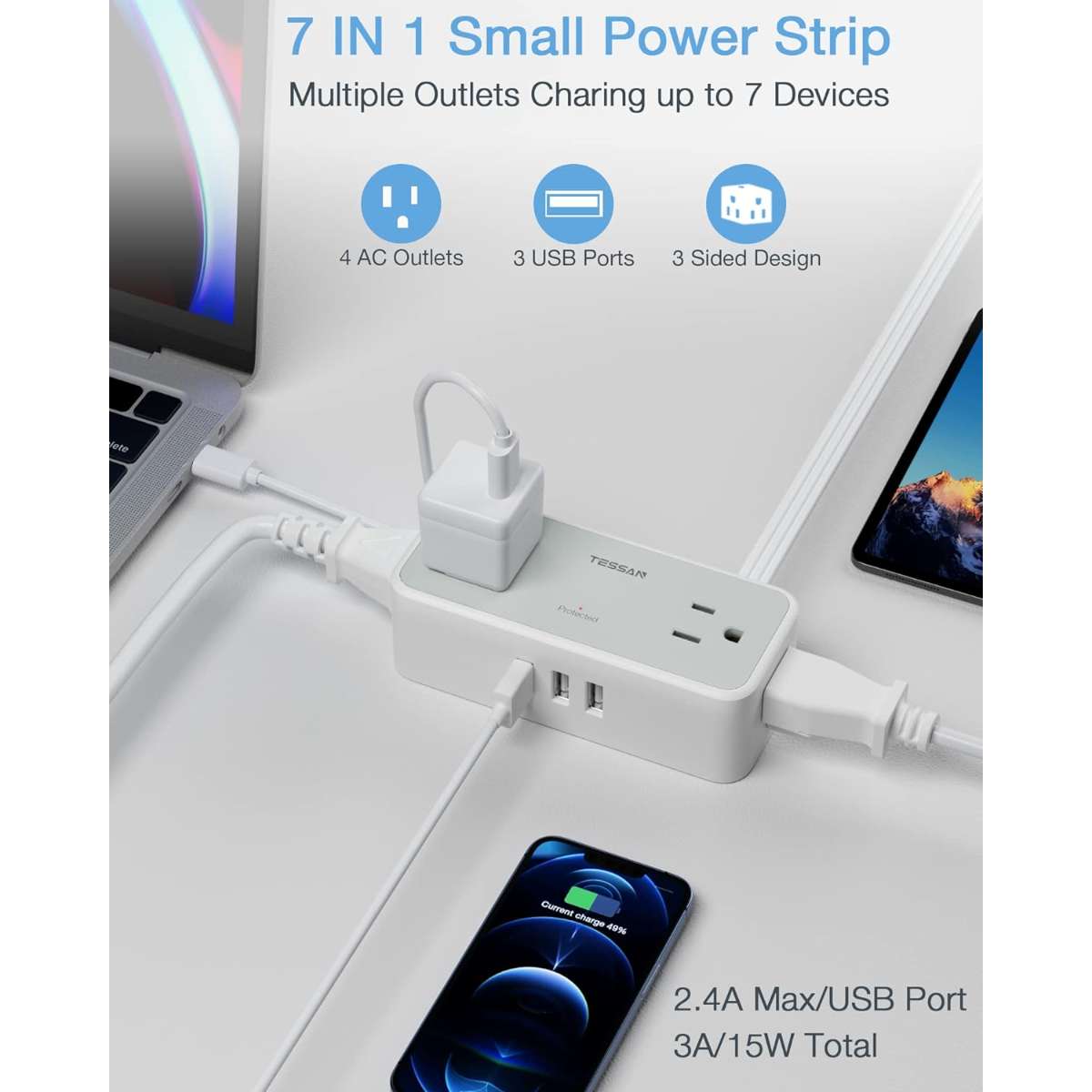 Slim 5-foot flat extension cord