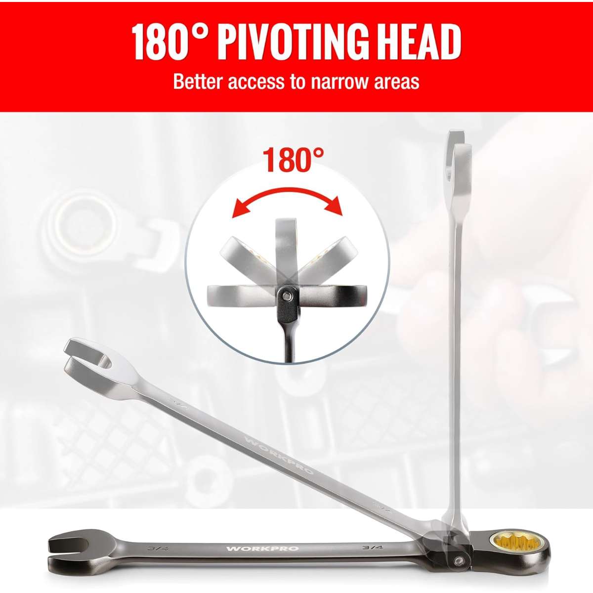 WORKPRO 8-Piece Scratch Head Ratchet Combination Wrench Kit