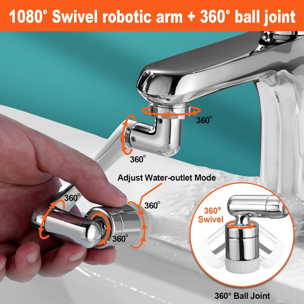 sptar 1440° faucet expander, bathroom sink, 2 outlet modes