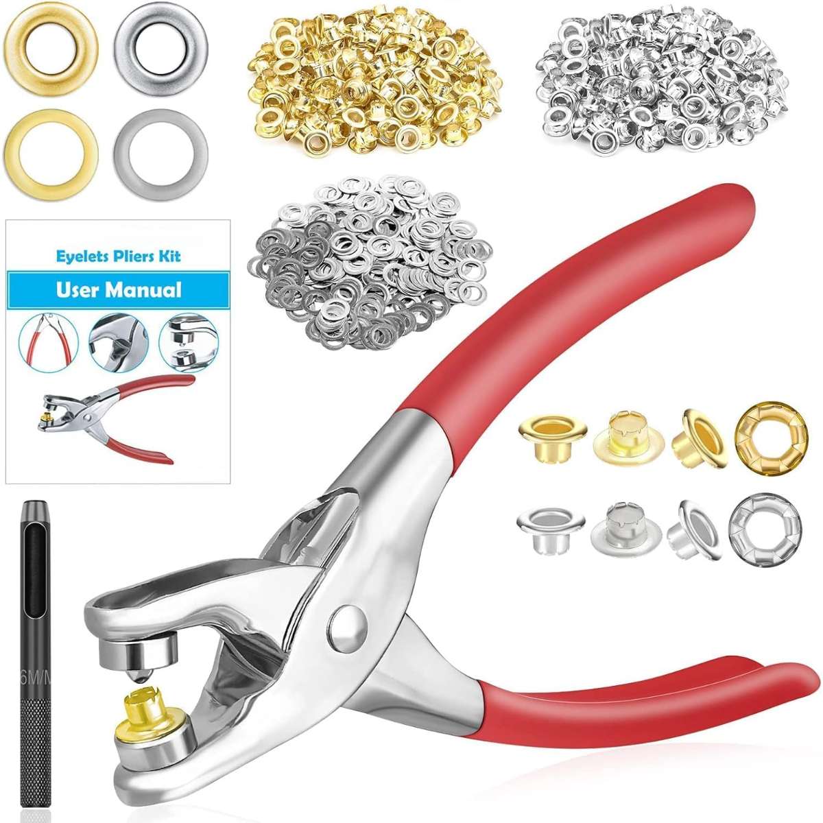 803 grommet eyelet pliers set, 1/4" 6mm (I.D.) grommet tool set