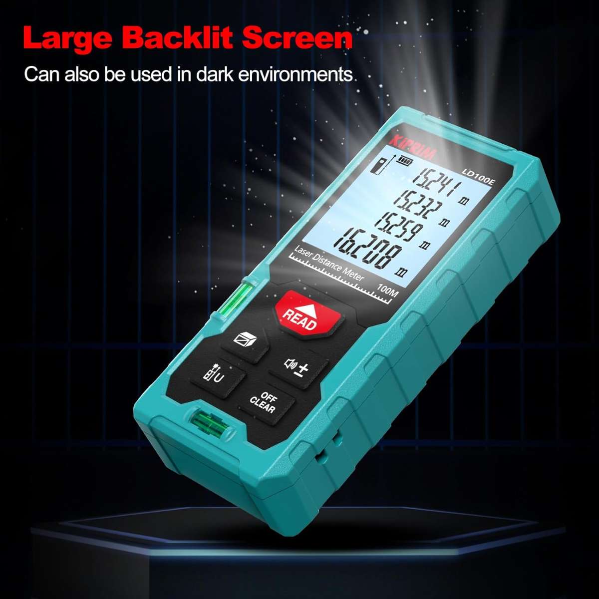 Kiprim Laser Ranging 165ft LD50E Laser Tape Measure, Bubble Level