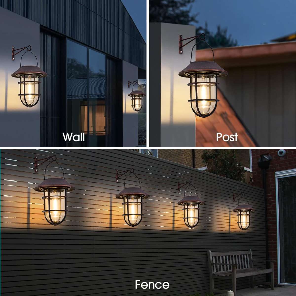 Upgrade Solar Outdoor Light, Hanging Solar Light, Set of 2, Bronze