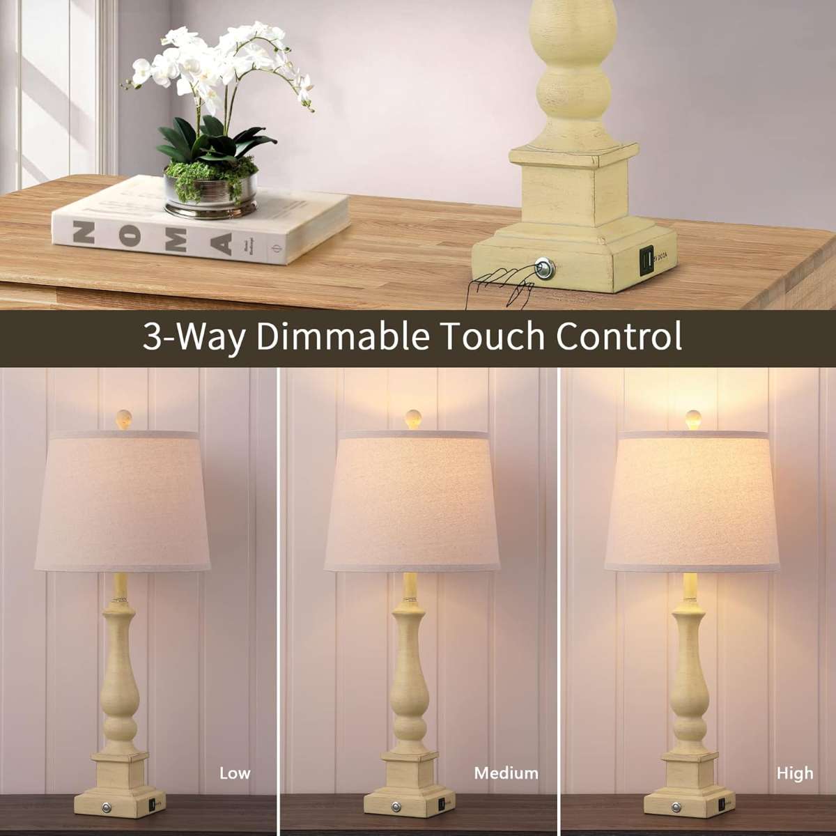 3-way dimmable touch console light 2-piece set