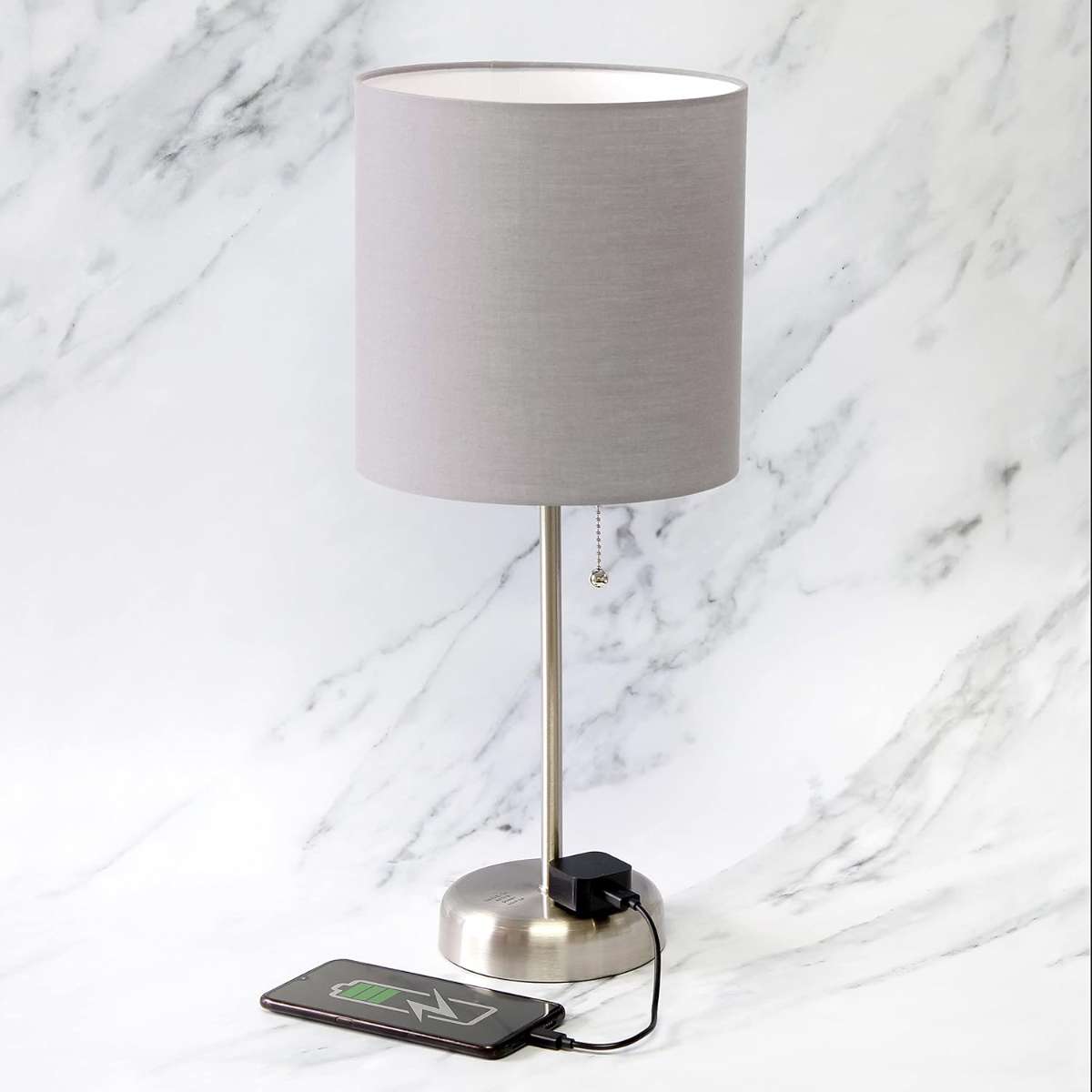 Simple Design LT2024-GRY Table Lamp with Grey Shade
