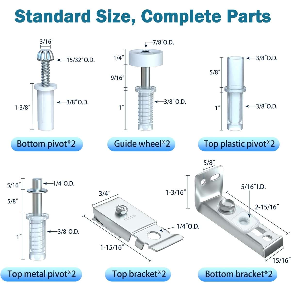 Bi-fold Door Hardware Repair Kit - 2-Pack