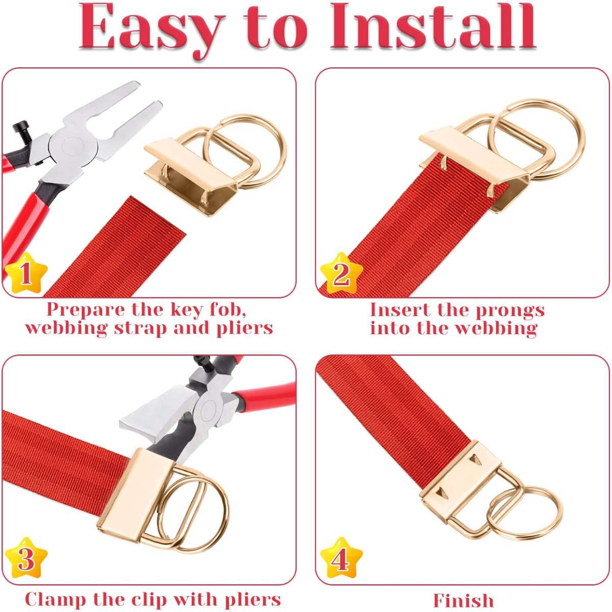 Shynek keychain hardware, 50 pieces of 1" lanyard keychain hardware