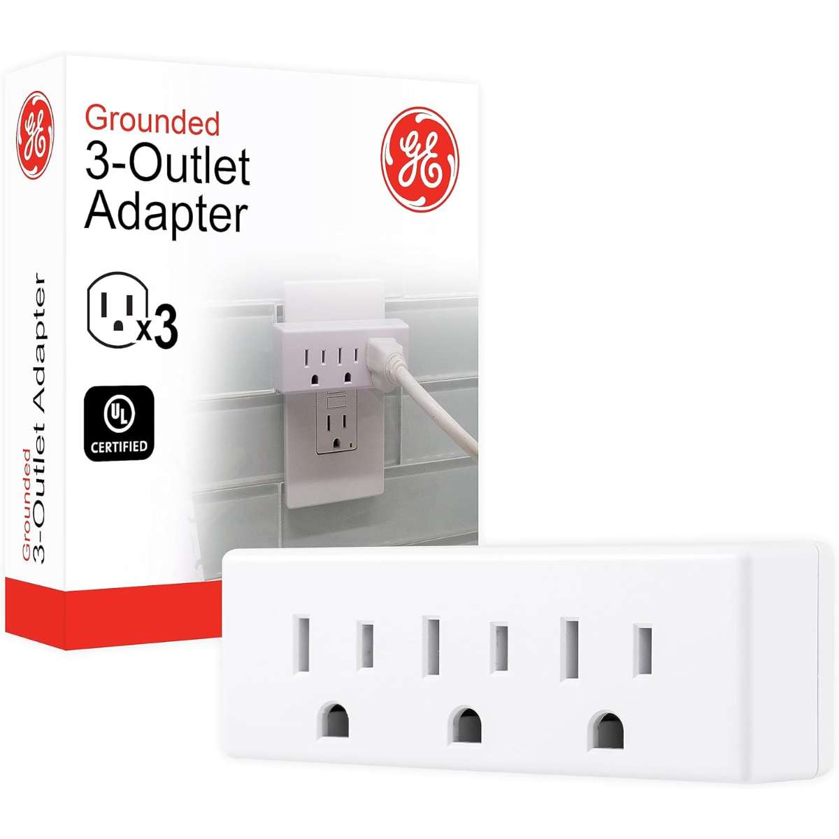 GE 3-Socket Extender Wall Tap, White, 52203