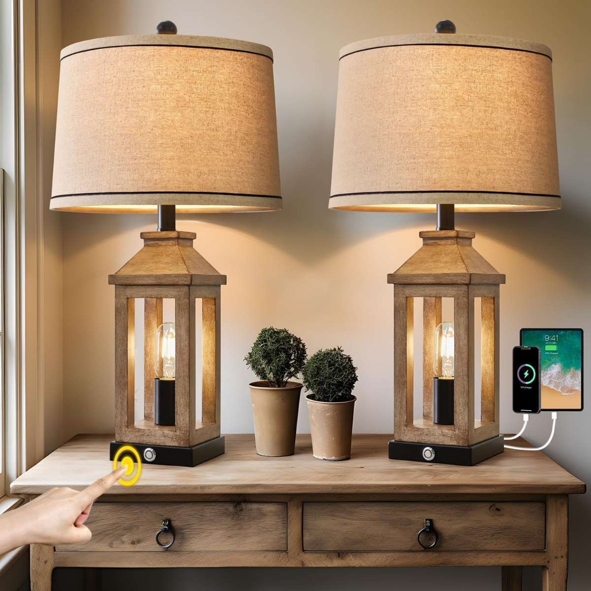 23.75" farmhouse dual USB charging ports
