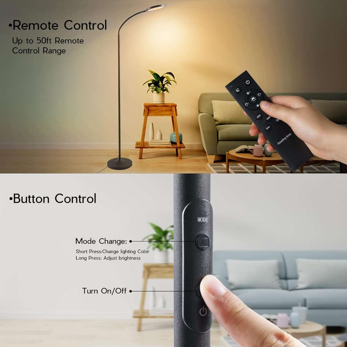 Tenmiro LED Floor Lamp for Living Room (Black)